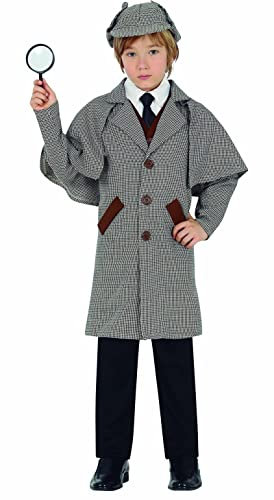 FIESTAS GUIRCA | Disfraz de Detective Infantil (7-9 Años) - Chaleco, Chaqueta y Gorra - Disfraces de Policía y Detective para Halloween, Carnaval y Fiestas de Disfraces - Unisex - Gris