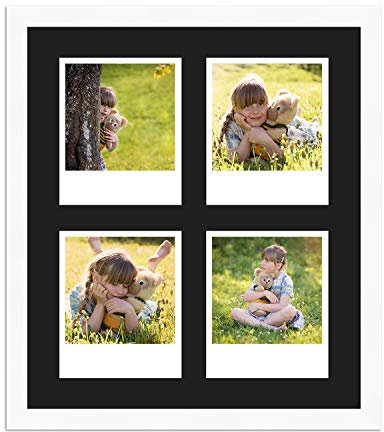 WANDStyle Polaroid Bilderrahmen Weiß, für 4 Sofortbilder, aus Holz, im Stil Modern, zum Aufhängen, Made in Germany - H950