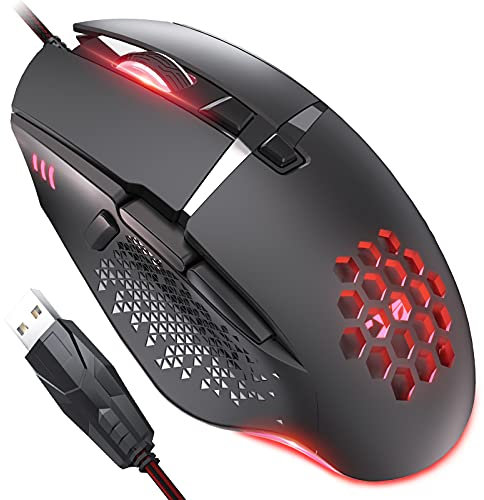 QYD Gaming Maus Kabel Ergonomisch USB Laptop PC Gamer Maus 7200 DPI Optischer Sensor 8 Programmierbar Tasten RGB Gaming Mouse LED Computer-Mäuse für Windows XP 10 8 7 Mac OS Linux mit 1,67m Kabel