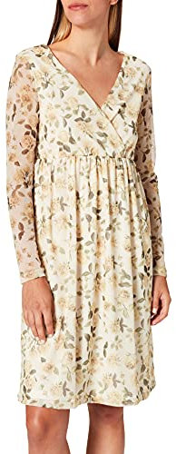 NA-KD Recycled Wrap Mesh Dress Vestido, Amarillo con Estampado de Flores, 38 para Mujer