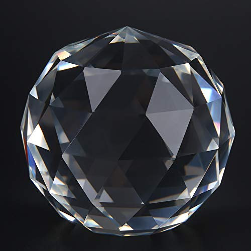 Prisma de Cristal K9 Esfera Facetada, Prismas Decorativos Bola de Cristal, Bola de Cristal Transparente, Atrapasol de Cristal Bola Arco Iris Maker, Bola de Prismas para Decoración de Hogar(60MM)