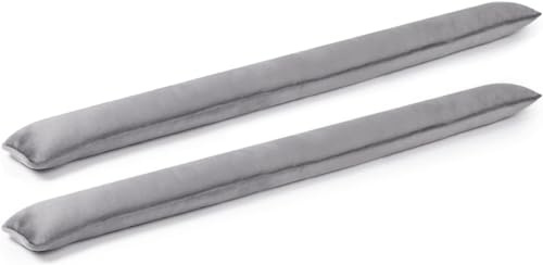 Draught Excluders - Set of 2 | Draft Stoppers for Doors & Windows | 84cm Microfibre Wind Stoppers | Prevent Draughts & Breezes at Home | Pukkr (Grey)