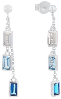 s.Oliver Schmuck 925 Sterling Silber Damen, mit Zirkonia synth., Blau, Kommt in Schmuck Geschenk Box