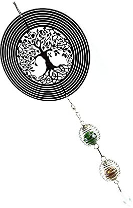 Felenny Windspiele Baum des Lebens Wind Chime Edelstahl Rotierenden Wind Spinner Dekoration für Außerhalb Outdoor Decor Terrasse Garten Haus