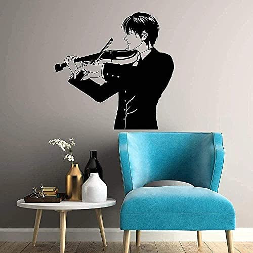 Wall Stickers Fashion Creative Wall Stickers Boys Room Violin Music Manga Anime Boys Music Wallpaper Family Teens 57X58Cm