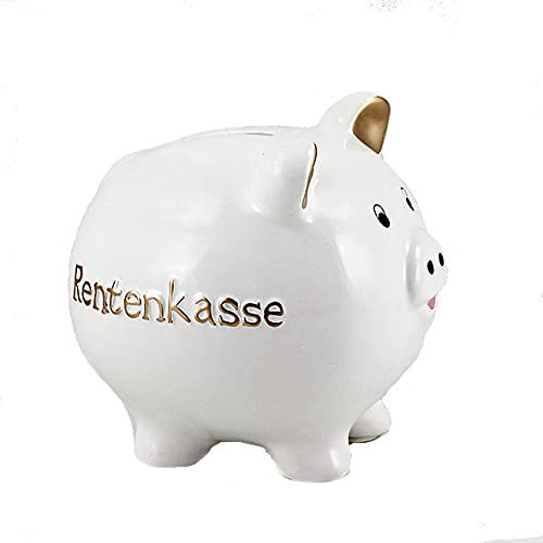 Spetebo Dekorative Spardose aus Dolomit - Renten Kasse - Rente Ruhestand Sparbüchse Deko Geldgeschenk Geschenk Idee Sparschwein