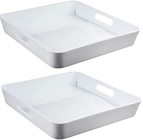 #11 2 Stück Ordnungsboxen passend für Kallax - 5 cm hoch - weiß - 30x 30 cm - Ordnungskorb - Regalorganizer Wandregal