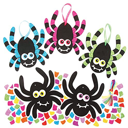 Baker Ross FE675 Spinnen Dekoration Bastelset - 8 Stück, Bastelsets Für Kinder, Kindergeburtstag Basteln, Halloween Bastelideen, Partydeko, Spinnen