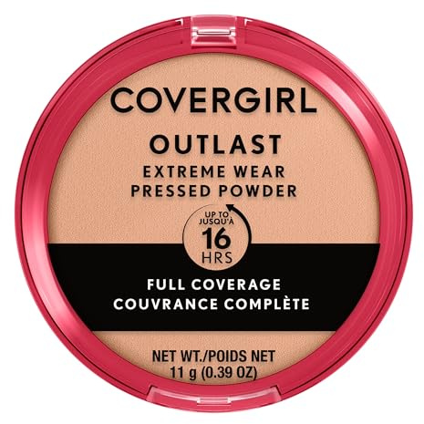 COVERGIRL Outlast Extreme Wear Pressed Powder, Natural, 0.38 Fl Oz, Full Coverage, Finishing Powder, Lightweight, Controls Shine, Variety of Shades