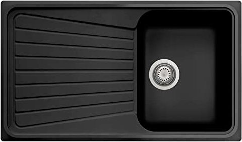 Plados Lavello in quarzo da cucina incasso SP0791 vasca singola più scolapiatti - Nero Matt