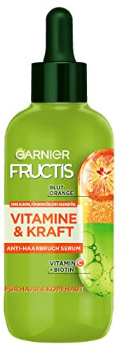 Garnier Kräftigendes Haarserum für dünnes und brüchiges Haar, Haarkur gegen Haarverlust, Mit Vitamin C und Blutorange, Fructis Vitamine & Kraft, 125 ml