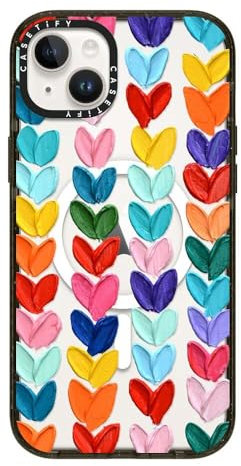 CASETiFY Impact iPhone 14 Plus Case [4X Military Grade Drop Tested / 8.2ft Drop Protection/Compatible with Magsafe] - Clear Polka Daub Hearts - Glossy Black