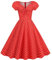 Wellwits Robe vintage pour femme avec devant plissé, Motif à pois, Pois blancs en rouge., 36