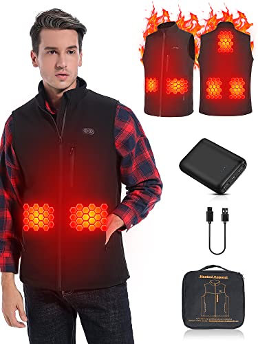 LUXURY-VITA Heated Vest For Men Softshell Lightweight Windproof Outerwear Vest Women USB Rechargeable Sleeveless Heated Jacket with Multi Pockets For Golf Running Hiking(Black,L)