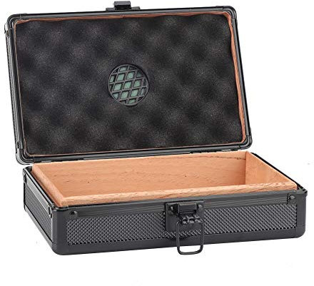 Zigarrenkiste aus Holz, Desktop-Humidor, Zigarrenkiste mit Abnehmbarem Tablett, Einfach zu Verstauende Zigarren-Humidor-Hülle, 10 Zigarren-Humidor für die Reiseaufbewahrung zu Hause, 7,9 X 5,2 X 2,4