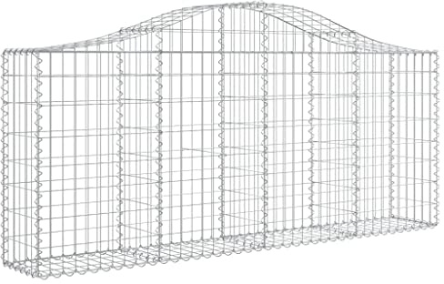 vidaXL 25x Arched Gabion Basket Cage Mesh Wire Stone Basket Outdoor Spiral Retaining Wall Planter Gardens 200x30x80/100 cm Galvanised Iron