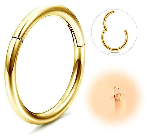 ESHIONER G23 Titan Hypoallergen Nasenring Silber Gold Septum Piercing Helix Ring Knorpel Ringe Tragus Conch Piercing Ring 14G 16G Dicke 6MM Nasenpiercing 1 Stück