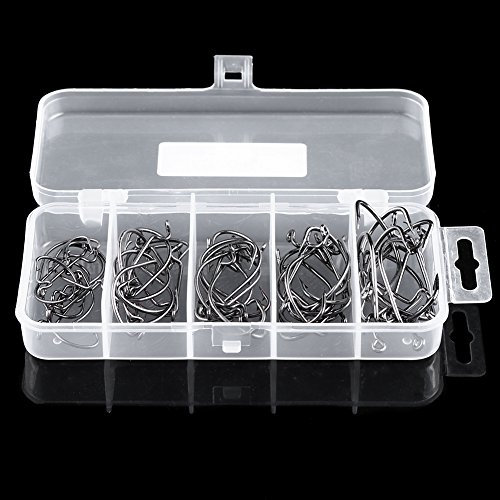 Barbless Fishing Hooks, 50 Stück/Box Angelhaken Ohne Widerhaken Curve Shank Fishing Hooks Offset Angeln Kohlenstoffstahl Fliegenbindehaken Kurbelwurm Jig Angelzubehör for Freshwater Saltwater