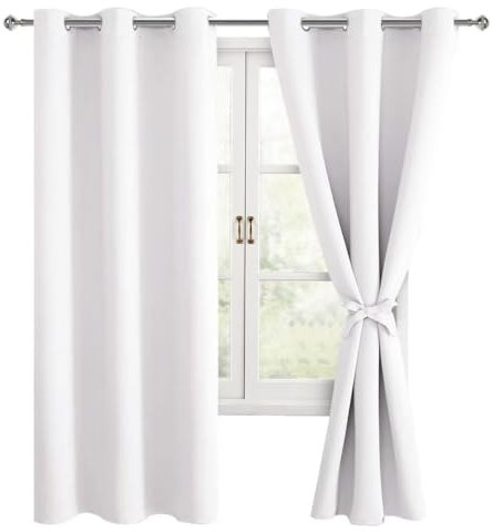 Hiasan Verdunklungsvorhänge Gardinen mit Ösen, Grau Weiß Blickdicht Vorhänge, 2 Stück, 117 x 137 cm (Breite x Höhe), weiche Schiebevorhänge für Schlafzimmer, Wohnzimmer usw.