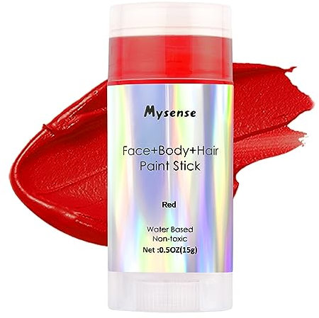 Mysense Red Face Body Hair Paint Stick,Water Based Washable Temporary Hair Paint,Non-toxic Cream Body Paint for Adults amd Kids Halloween SFX Millie Helluva Boss Cosplay Devil Makeup,0.5oz(15g)