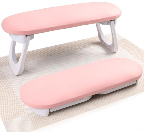 Nail Arm Rest Cushion, Professional Adjustable Nail Hand Rest Stand Arm Rest for Acrylic Nails Cushion Hand Holder, Hand Pillow Stand with PU Leather Soft High-Density Sponge (Pink)