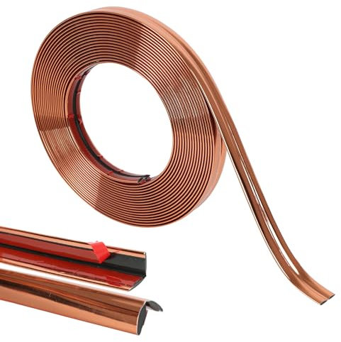 Moulures décoratives autocollantes - 10 m - Flexible - En PVC - Autocollantes - Bord de carrelage et d'angle - Pelez et collez (or rose)