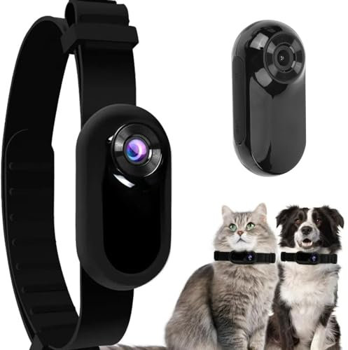 Kexpery Wireless Collar Camera, HD 1080P Sport/Action Camera with Video Records Mini Body Camera Home Security Camera Tracker Collar for Cats Dogs Indoor/Outdoor, No WiFi Needed(Black)