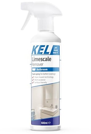 KEL - Limescale Remover Foam Spray, Professional Bathroom Descaler, Removes Stains & Deposits from Shower Heads, Taps, Baths & Screens - 500ml