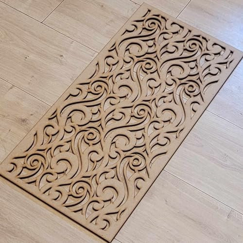 Garden swirls Pattern Trellis Grate Radiator Cabinet wall Decorative Screening-grille- Perforated MDF panel (600x300mm) 0158 (3mm thick MDF)