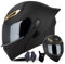 CNNGU Modularer Motorradhelm Mit Handschuhen Und Gesichtsschutz, Flip Up Helm Erwachsener Motorradhelm Mit Doppelvisier, ECE-geprüfter Helm Für Männer Und Frauen, Schwarz/Weiß, DOT, ECE