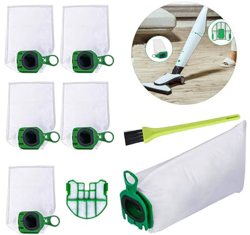 ZoneYan Bolsas de Aspiradora para Vorwerk Kobold VB100/FP 100, Reemplazo de la Bolsa para el Polvo, 6 Bolsas de Filtro para Aspiradoras, Respetuosa con el Medio Ambiente y Duradera