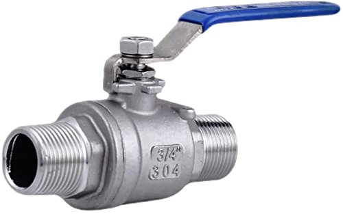 IBOWZ Kugelhahn Kugelhähne mit vollem Durchgang,3/4 Zoll,Kugelhähne aus Edelstahl 304,DN20,für Wasser,Öl,Gas,mit blauem Vinylgriff,3/4-Zoll-Leitungswasserventil mit Außengewinde x Außengewinde