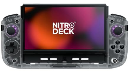 CRKD Nitro Deck+ - Controlador profesional de mano para Nintendo Switch y modelo OLED, compatible con TV, Sidekicks programables y botones traseros, sistema True Collection (edición blanca