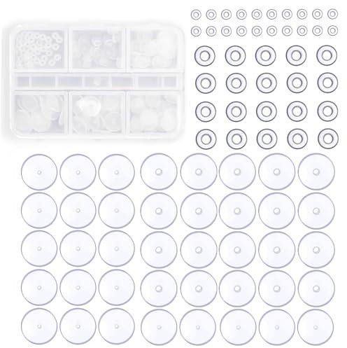 Lilbitty 80 Stück Anti Wildfleisch Piercing Discs, Transparente Keloid Discs für Ohrringe, 4 Größen,Hochwertige Wildfleisch Piercing Discs