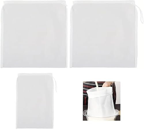 Firavggu 3 Stück Filterbeutel Siebbeutel 120 Micro Pressbeutel 20*30cm/30*45cm Brew Bag Nylon Hopfenfilter Bier Weiss Presssack Filtertuch Auspresstuch Passiertuch Nussmilchbeutel für Obstpresse Wein