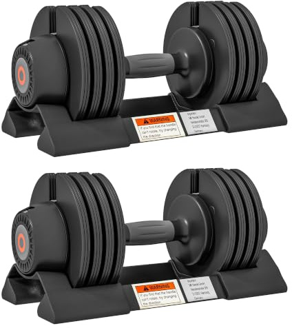 SPORTNOW Set 2 verstellbare Gewichte mit Hantelablage und rutschfestem Griff, Stahl- und ABS-Hanteln, 33x16x16 cm, schwarz