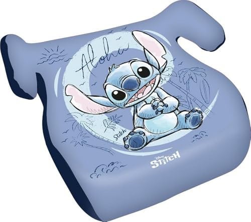 Tataway Disney Stitch seggiolino alzatina auto i-Size ECE R129/03 per bambini da 126 a 150 cm. Rialzo sicuro con grafiche di Stitch su seduta azzurra, comodo e facile da installare