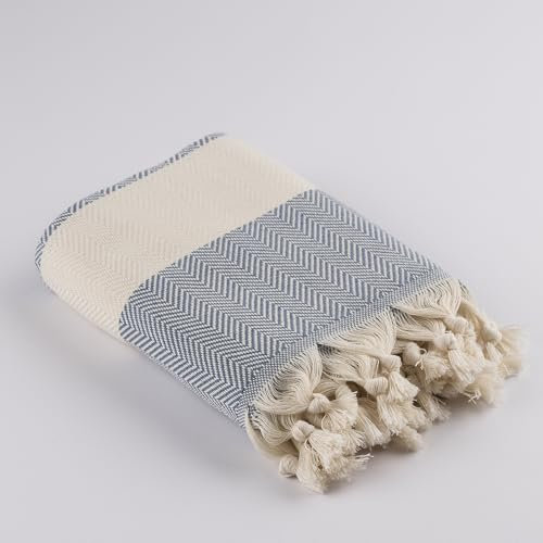 LUCIDUS Strandtuch – 100% Türkische Baumwolle, Schnell Trocknend & Sandfrei, 100x200 cm Saunatuch Hamamtuch Damen & Herren – Leicht & Ideal für Reise, Bad, Yoga, Camping (Jeansblau)