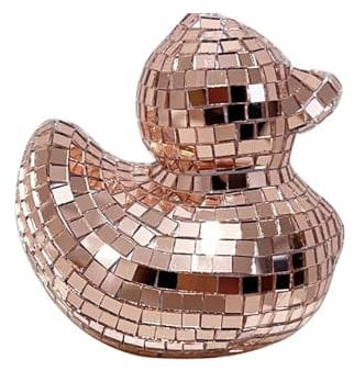Pasdrucn Duck Disco Ball Decorations, Disco Party Decoration, Bright Mini Disco Balls Charms, Glitter Mirror Ball, Silver Glitter Ball, Disco Decorations for Birthday 70s Disco Theme Party (Rose Gold)
