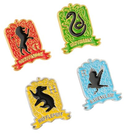 Grupo Erik Set Pins Harry Potter Hogwarts Häuser - 4 Anstecknadeln Gryffindor, Ravenclaw, Hufflepuff and Slytherin Harry Potter Geschenke Harry Potter Merchandising
