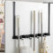 BUTORY Over The Door Broom Holder with 2 Over Door Hooks Wall Mount Mop and Broom Holder Stainless Steel Mop Holder Utility Broom Gripper Drilling Free Mop Hanger for Home Bathroom Kitchen Garden