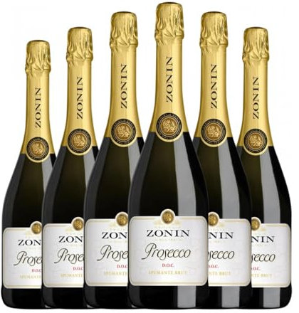 Zonin Spumante Glera Brut Prosecco 75 cl Weißer Sekt (Karton mit 6 Flaschen von 75 cl)