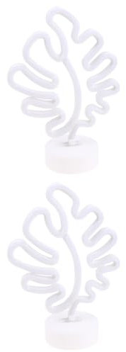 OSALADI Monster Laterne Neon Monstera 2st Led-licht Nachtlicht Dekoratives Licht Dekorative Desktop-leuchten Halloween-süßigkeitshalter Desktop-dekoration Weiß