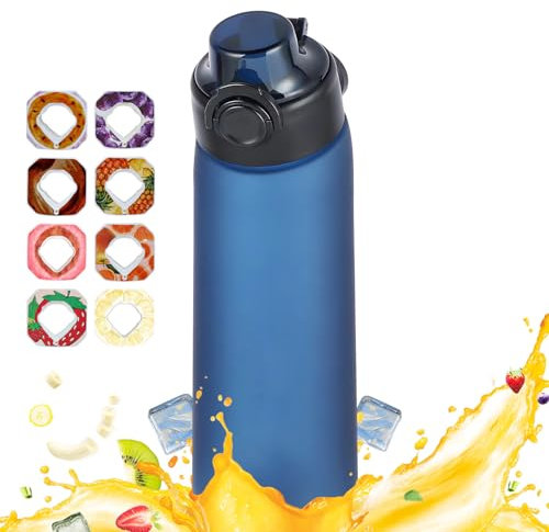 Air Gourde Up 900ML, Bouteille Air Gourde Up Gourde Sport Paille avec 8 Stochastique Pods de Gout Gourde Aromatisée Air Gourde Up Tritan Water Bottle Fitness (Bleu Givré)