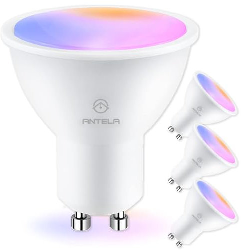 ANTELA Alexa Glühbirne Gu10 5W LED WLAN Smart RGB Birne Lampe Warmweiß (2700K) Kaltweiß (6500K), Smart Life APP Steuern Kompatibel mit Google Home, Alexa, 4 Stück
