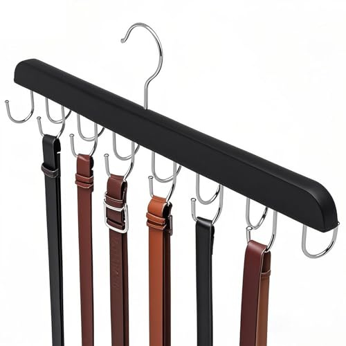 Gürtelhalterung mit 14 Haken, 180° Drehbar Gürtelhalter aus Metall Platzsparender Gürtel Organizer für Kleiderschrank, Gürtelaufbewahrung für Männer und Frauen