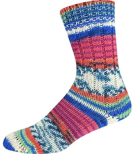 ONline Supersocke 6-fach 150g Sort. 372 Merino Color 3077 - blau/pink/orange/grün/weiß