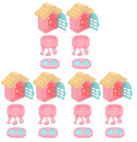 Yardwe 6sätze Miniatur-hundehausdekor Für Puppenhaus Miniaturmodell Mit Futterspender Und Hundebassin Winzig Modellhauszubehör Mikro-landschaftsdekor Für Spielzeuglayout