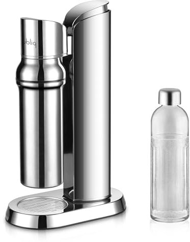 bubliq Glass Carbonator – Wassersprudler aus Edelstahl mit 1 l Glasflasche, minimalistisches Design, Edelstahl Finish