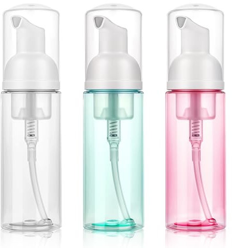 3 Pcs Travel Foam Pump Bottle Set, 60 ml/2 oz Mousse Foams Dispenser Pump for Travel Size Hand Soap, Shampoo and Lotion, Leak-Proof, Refillable, and Portable Foam Pumps Bottle